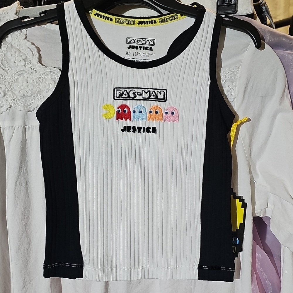 Nwt Girls Pacman Tank Top Woth Built In Sports Bra